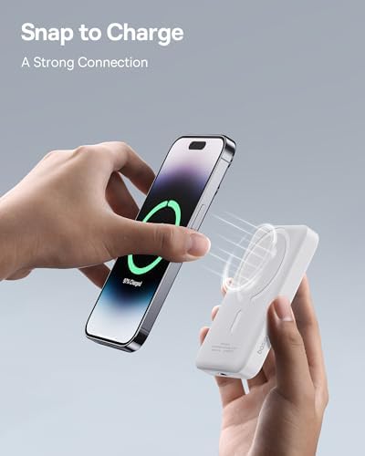 Baseus Magnetic Portable Charger for i Phone – 5,000 m Ah Qi2 Certified Wireless Power Bank with 15 W Mag Safe Compatibility & 20 W USB-C Fast Charging for i Phone 16/15/14/13/12 – Sleek, Lightweight Design for On-the-Go Power Solutions