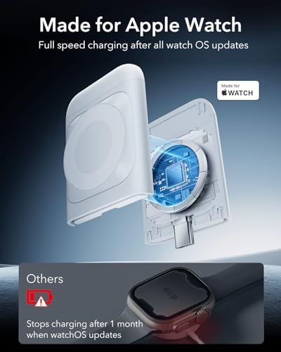 ESR Qi2 All-in-One 3-in-1 Charging Station for Apple Devices – Fast 15 W Mag Safe Charger, Certified Apple Watch & Air Pods Power Hub, Ideal Travel Companion for i Phone 16/15/14/13/12 Series, Sleek Black Design with Travel Bag Included – Maximizing Efficiency and Style