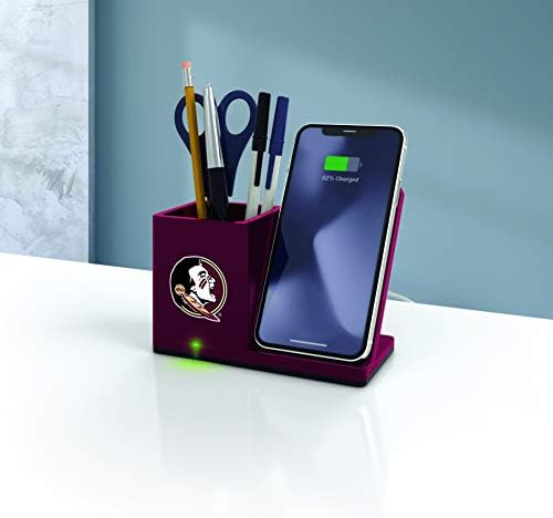NCAA Unisex Fast Wireless Charging Stand & Desk Organizer – Stylish Multi-Device Charger for Sports Enthusiasts, Efficient Workspace Solution with Built-in Accessory Compartments