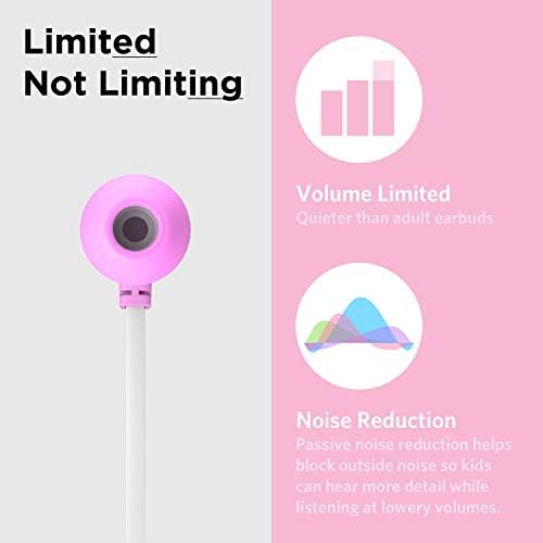 Lil Gadgets Safe Sound Kids Earbuds – Comfortable Wired Earphones for School with Volume Limiting, In-Line Microphone, Travel Case & Audio Splitter – Perfect for Young Learners in Blue