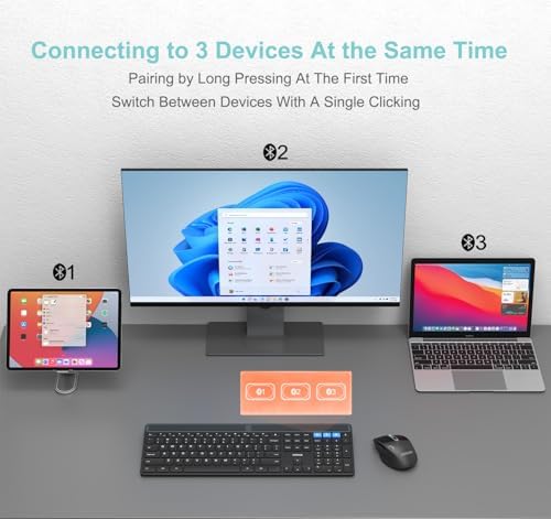 Revolutionize Your Typing: Arteck Solar Bluetooth Keyboard – Universal Multi-Device Wireless Solution for Windows, i OS & Android – Rechargeable, Ergonomic & Eco-Friendly Full-Size Keyboard for Enhanced Speed & Comfort on Desktop, Laptop, Tablet & Smartphone