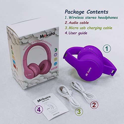 Vibrant Purple Bluetooth Headphones for Kids – Ultimate 60-Hour Playtime, Safe Volume Limiting, Foldable Over-Ear Design, Microphone & AUX Input – Perfect Wireless Headset for School, Home, and Travel Fun