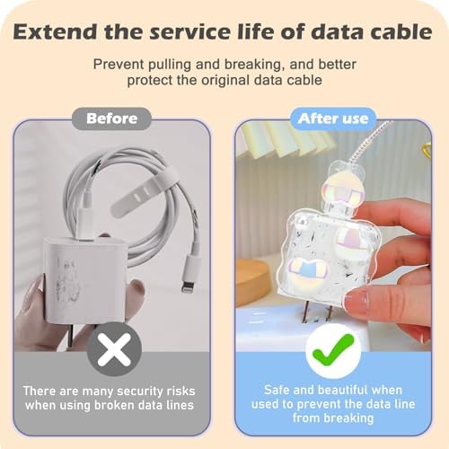 Bling Pink Butterfly Wave Cable Protector for i Phone Charger – Stylish USB Cover and Cord Saver for Lightning Cables, Durable Protection Against Damage, Lightweight and Easy to Clean Charging Accessory