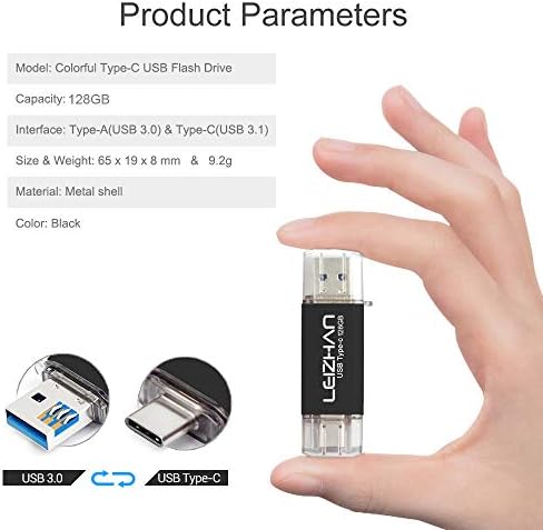 Leizhan 256 GB 2-in-1 USB 3.0 & Type-C Flash Drive – High-Speed Data Transfer & Versatile Storage Solution for Laptops and Smartphones – Compact Durable Design for On-the-Go Convenience