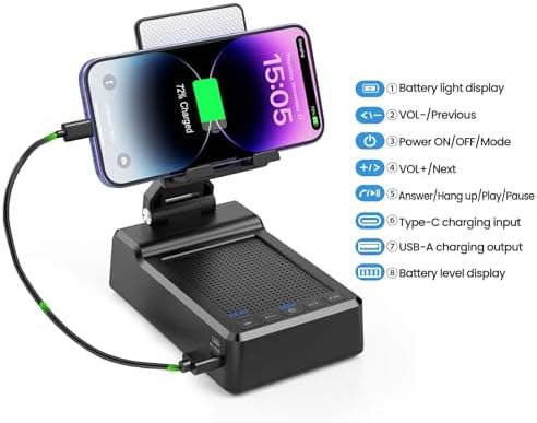 Gifts for Mom Women Men Dad, Foldable Adjustable Cell Phone Stand with Wireless Bluetooth Speaker and Portable Charger, Cellphone Holder Unique Birthday Gifts Cool Gadget for Her Husband Him Boyfriend – Enhanced Compatibility and Speed