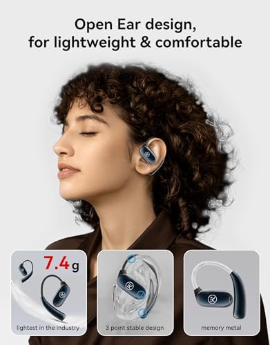 Ultra-Lightweight King Lucky Open Ear True Wireless Earbuds – Bluetooth 5.3 Sports Headphones with 60-Hour Battery Life, Dual Device Connectivity & Exceptional Sound Clarity for Active Lifestyles and Outdoor Adventures