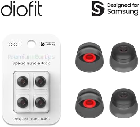 Superior Multi-Flange Eartips for Galaxy Buds2 & Galaxy Buds FE – Ultimate Comfort & Noise Isolation for Active Lifestyles – Sleek Black Design for Enhanced Audio Performance – Hassle-Free Installation & Maintenance