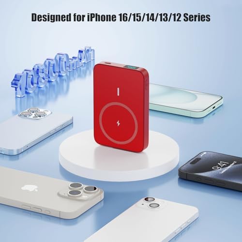 Advanced Magnetic Wireless Power Bank – 10800 m Ah Portable Charger with Foldable Stand, LED Battery Indicator, and 25 W Fast Charging for i Phone 16/15/14/13/12 Pro/Pro Max/Plus – Ultimate Compatibility and Convenience