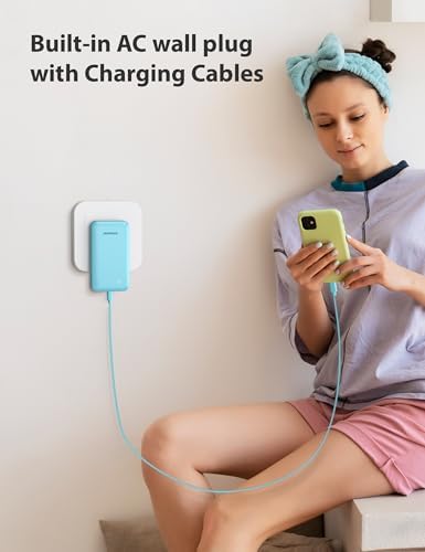 Experience Ultimate Portability with Alongza 10,000 m Ah Fast Charging Power Bank – Sleek Design with Built-In Cables and AC Plug for Effortless Device Charging on the Go – Lightweight, Compact USB C External Battery for Seamless Travel Convenience and Enhanced Compatibility Across All Smartphones and Gadgets