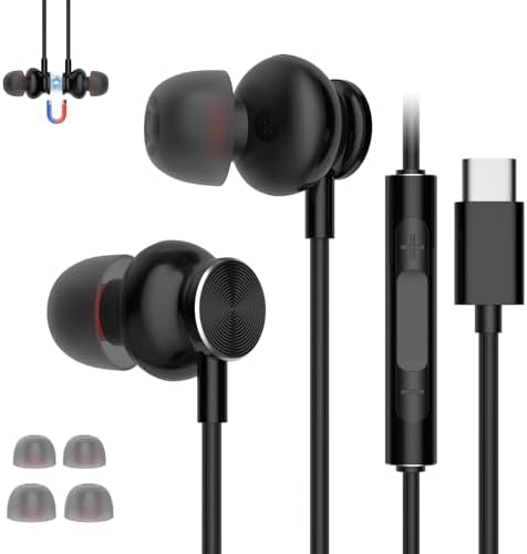 Superior Wired Earbuds with Microphone – Heavy Bass Noise-Isolating In-Ear Headphones for Unmatched Audio Experience – Type-C Compatibility with Volume Control – Comfortable Fit with Multiple Ear Tips (S/M/L) – Ideal for Samsung & Sony Devices – Elevate Your Sound with Exceptional Durability and Clarity