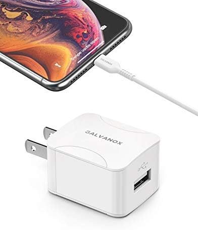 Galvanox 10 W MFi Certified i Phone Charger with Wall Plug – Fast Charging Lightning to USB Cable for i Phone 7/8 Plus, X/XR/Xs, 11/12/13/14 Plus, and 14 Pro Max – Compact, Durable Power Adapter for Effortless Charging at Home or On-the-Go