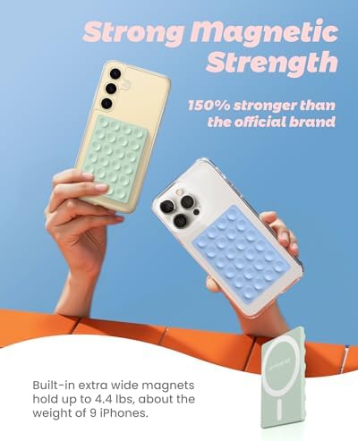Mag Safe Sticky Octo Suction Buddy Phone Mount – Versatile Hands-Free Magnetic Phone Grip for i Phone | Trendy White Design with Adapter Ring | Unmatched Stability & Convenience for Active Lifestyles | Ideal Gift for Moms and Women Enthusiasts