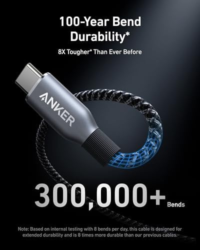 Anker Prime 240 W Eco-Friendly USB-C to USB-C Fast Charging Cable – Premium Upcycled-Braided Nylon, 100-Year Durability, 3 ft for Seamless Compatibility with i Phone 16, Mac Book, Galaxy S24 & More – Ultimate Power Solution for Modern Devices