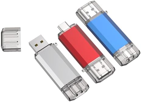 RAOYI 128 GB USB C Flash Drive Duo – 2 Pack Metal Thumb Drive with Dual OTG Functionality for Seamless Data Transfer | USB 3.0 Type C Compatible Memory Stick Perfect for Smartphones, Mac Books, and Tablets | Sleek Keychain Design for Ultimate Portability and Storage Efficiency