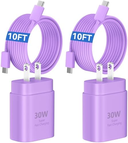 30 W Fast Charger for i Phone 15 Pro Max – 10 FT USB-C Cable & PD 3.0 Power Block | Rapid Charging for i Pad Pro/Air & Samsung S24 – Sleek Black Design for Ultimate Convenience and Durability