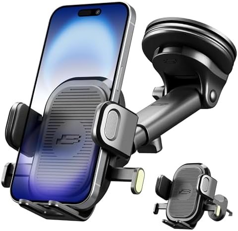 Universal Dashboard Cell Phone Holder by Bracketron – 360° Rotatable Mount with Strong Suction Cup for Secure Smartphone Access in Any Vehicle – Compatible with i Phone, Samsung, Google, Huawei and More – Effortless One-Click Release for Enhanced Safety and Convenience