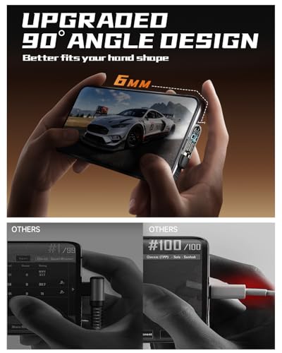 Smolink Right Angle USB C Cable, C to C Cable Fast Charging 100W 2-Pack 6FT, Flat Nylon Braided Type C Port 90 Degree USB C Cable for iPhone 16/15 Series MacBook Galaxy S24/S23/S22, iPad Pro, Black – Enhanced Compatibility and Speed