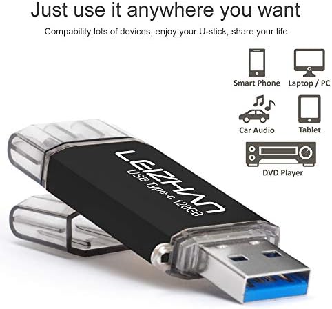 Leizhan 256 GB 2-in-1 USB 3.0 & Type-C Flash Drive – High-Speed Data Transfer & Versatile Storage Solution for Laptops and Smartphones – Compact Durable Design for On-the-Go Convenience