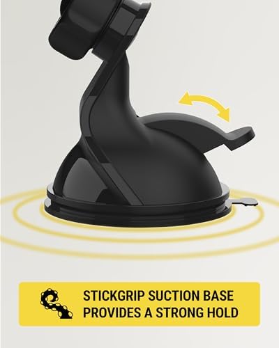 Scosche Magic Mount Pop: 360° Magnetic Suction Cup Phone Holder for Safe and Convenient Driving – Universal Compatibility with i Phone & Android Smartphones, Easy Installation, and Enhanced Usability for Collapsible Grips