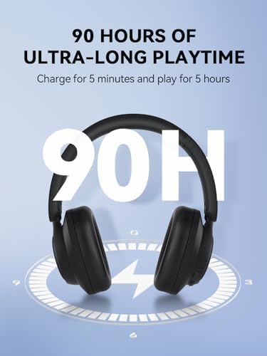1 MORE Sono Flow SE HQ31 Wireless Bluetooth Headphones – Premium Over-Ear Design with Advanced Noise Cancellation, 90 Hours of Uninterrupted Playtime, and Hi-Res Audio Clarity for Gaming, Travel, and Work – Ergonomic Comfort in Sleek Black Finish with Superior LDAC Support