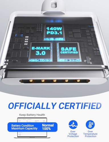 Elevate Your Charging Game with the 140 W USB-C to Magnetic 3 Cable (6.6 FT) – Premium Compatibility for Mac Book Air & Pro Models, Rapid Magnetic Connection for Enhanced Efficiency, Durable Braided Design in Sleek Silver, Perfect for On-the-Go Power Needs!