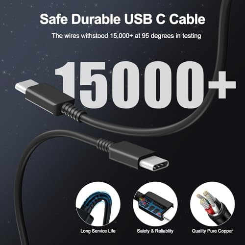 Dual Pack 45 W Samsung Type C Super Fast Charger – Rapid Power Delivery for Galaxy S25 Ultra/S25/S24/S23/S22 & Galaxy Tab with 10 FT USB C Charging Cables – Optimal PPS Technology & Enhanced Compatibility for Efficient Charging Solutions