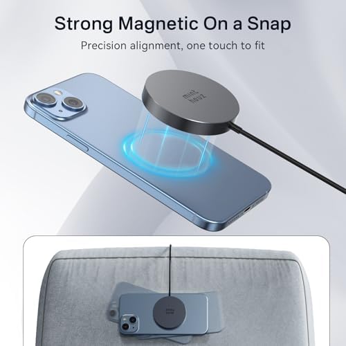 Minthouz Qi2 Magnetic Wireless Charger – 15 W Fast Charging for i Phone 16/15/14/13/12 Series & Air Pods, Sleek Magnetic Charging Pad for Qi-Enabled Devices, Effortless Power Boosts & Streamlined Design, Perfect for Home & Travel, No Adapter Required, Modern Black Finish
