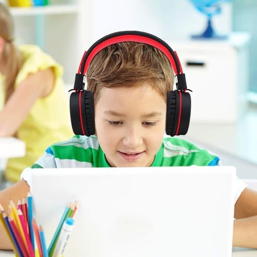 ELECDER i37 Foldable Kids Headphones – Lightweight, Adjustable On-Ear Wired Headphones in Vibrant Peach/Purple for School, Travel & Home Learning – Perfect Audio Companion for Young Learners & Teens with Comfortable Fit and Universal Device Compatibility