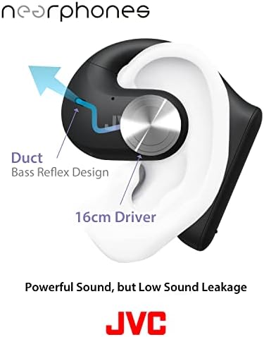 JVC Nearphones Open Ear True Wireless Headphones – Premium 16 mm Drivers for Deep, Rich Sound Quality, Ultra-Lightweight Design with 17-Hour Extended Battery Life, Versatile Single-Ear Usage Ideal for Active Lifestyles – Bluetooth 5.1 Enabled (Black) – Perfect for Daily Commutes and Sports Activities
