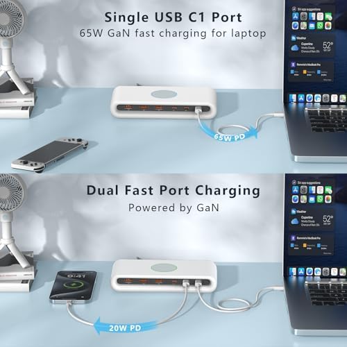 Ultimate 100 W USB C Charging Hub: 6-Port Fast Charger Dock for i Phone, i Pad, Samsung, Pixel, LG – Efficient Multi-Device Power Station for Home, Office, and Travel with Safety Features
