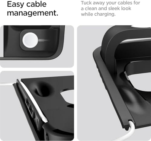Spigen 3-in-1 Wireless Charging Organizer Mount for Tesla Model 3 (2024/2025 Highland) – Multifunctional Charging Station for i Phone, Air Pods & Apple Watch – Sleek Design, Enhanced Device Compatibility, Effortless Installation