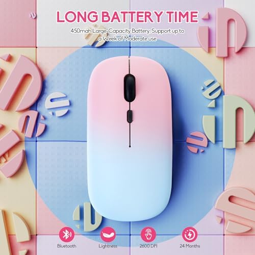 Seamless Productivity with 3 Pack Rosy Glow Red Wireless Bluetooth Mouse – Rechargeable, Silent, and Slim Dual Mode Mice for Laptop, Desktop, i Pad, and Mac – Perfect for On-the-Go Professionals and Students