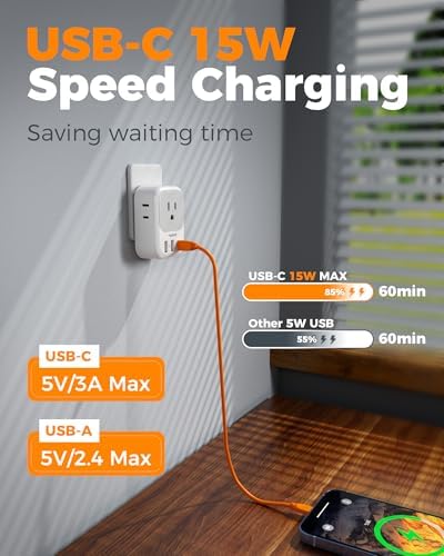 TESSAN Dual Pack European Travel Adapter with 4 AC Outlets and 3 High-Speed USB Ports – Ultimate International Power Converter for Seamless Device Charging in Italy, Spain, France, Portugal, Germany, and Iceland – Essential Travel Accessory for Modern Explorers