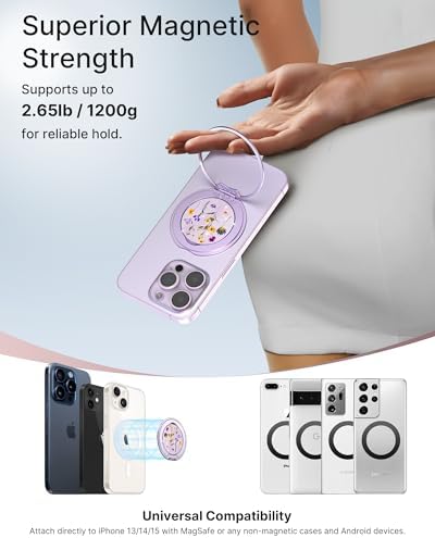 typecase Folding Phone Stand: Foldable Smartphone Holder for Desk – Ultra Thin Adjustable Kickstand – Magnetic Phone Grip Home Desk Accessories Compatible with Phone Tablets – Enhanced Compatibility and Speed