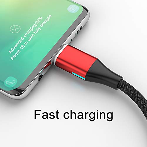 N. NETDOT 2-in-1 Magnetic Charging Cable – Fast Charging Nylon Braided USB-C & Micro-USB Charger (1 ft, 3-Pack Red) – Durable, Snap-on Design for Effortless Connectivity and Travel Convenience