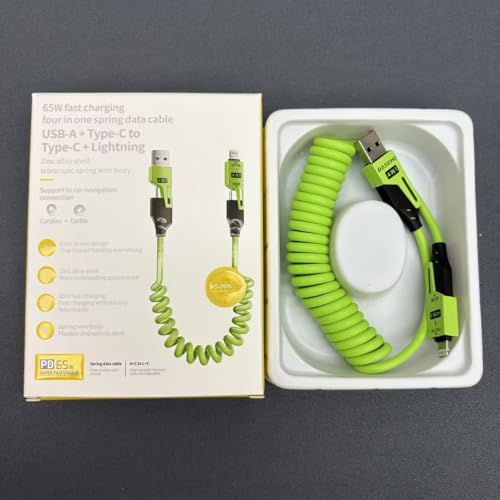 4-in-1 Supercharging Cable for Apple Devices – High-Speed USB-C & Type-C Charging Solution with Durable Spring Wire Design for Mac Book, i Pad, i Phone – Portable Multi-Functional Charging Accessory for Effortless Power Delivery