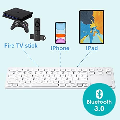 Transform Your Workspace with the SANWA Multi-Device Bluetooth Keyboard & Touchpad – Rechargeable Wireless Keypad for Seamless Mac, Windows & Tablet Use, Sleek White Design for Modern Professionals and Students, Effortless Navigation and Enhanced Efficiency