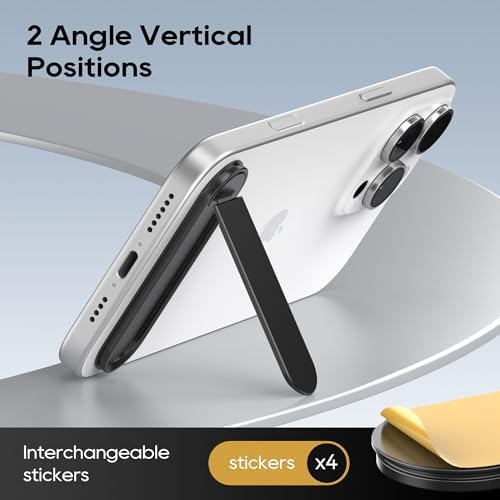 Dual-Angle Adjustable Phone Kickstand – 2 Pack Folding Stand for i Phone & Samsung – Portable, Versatile Hands-Free Holder for Optimal Viewing – Durable Black Design for All Smartphones – Perfect for Video Calls, Streaming & Reading