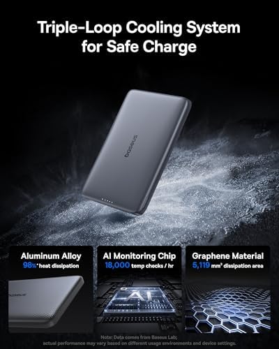 Baseus Picogo Mag Safe Ultra-Slim 10,000 m Ah Fast-Charging Power Bank for i Phone 12-16 Series – 15 W Qi2 Certified Wireless Charger with USB-C Cable for Seamless On-the-Go Energy Solutions