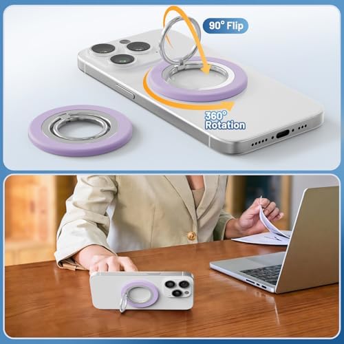 Magnetic Dual-Sided Phone Ring Holder in Elegant Purple – Ultimate Grip and Kickstand for i Phone 12-16 Series – Experience Unmatched Hands-Free Functionality and Enhanced Device Control for Everyday Use