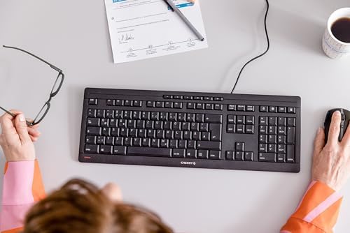CHERRY Stream TKL Wired USB Keyboard – Compact Silent Keystroke Design for Enhanced Office Productivity and Ergonomic Comfort – Ideal for Professionals and Minimalist Workspaces
