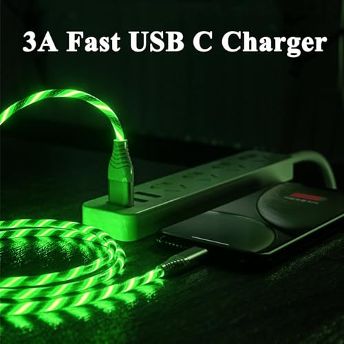 Illuminate Your Charging Experience with the 6.6 FT Light Up USB Type C Charger Cable – 3 A Fast Charge LED Cord for i Phone 16/15 Series & Samsung Galaxy S20/S10/S9/S8, LG V40/V30 – Stylish, Durable, and Enhanced Compatibility for Modern Devices