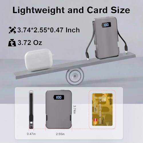 Ultra-Slim 5000 m Ah Portable Charger with Built-in Cables – Travel-Friendly Power Bank for i Phone & Android Devices – Lightweight, Efficient, and Universally Compatible External Battery Pack – High-Speed Charging with Multiple Safety Protections – Perfect for Daily Use and Emergency Power Needs – Ideal for Travelers and On-the-Go Charging Solutions