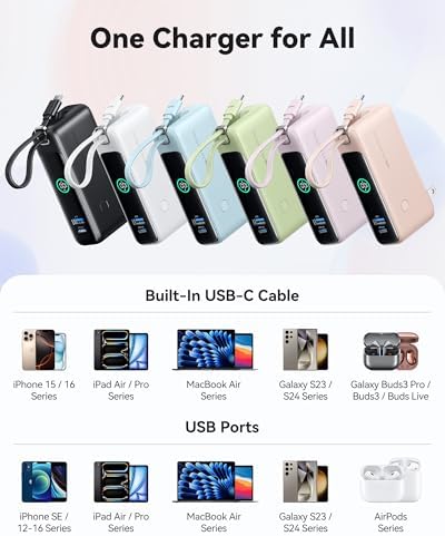 INIU 3-in-1 Travel Power Bank: 10000 m Ah Fast Charger with Built-in USB-C & Foldable AC Plug – Ultimate Portable Charging Solution for College Students, Travelers, and Tech Enthusiasts – Blue – Charge Multiple Devices Effortlessly!
