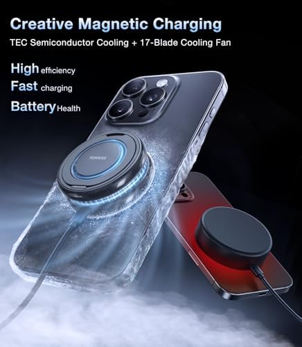 TORRAS Polar Circle Qi2 Mag-Safe Charger: Advanced 15 W Cooling Magnetic Pad for i Phone & Samsung Galaxy S25 with 360° Rotating Stand, Enhanced Charging Speed, and Integrated Semiconductor Cooling System – Ideal for Fast-Paced Lifestyles and Gaming
