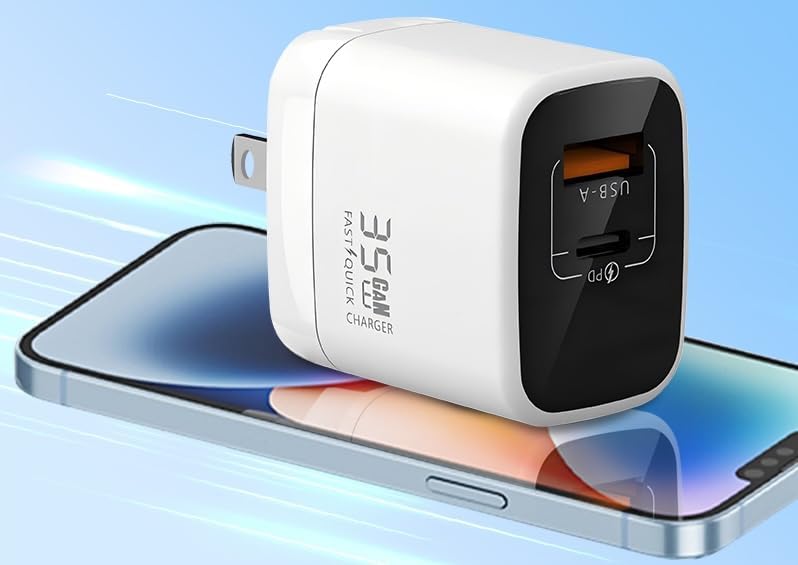 67 W Ga N Dual USB-C & USB-A Charger – Ultra-Compact Power Adapter for Fast Multi-Device Charging – Ideal Travel Companion for Laptops, Smartphones, and Tablets – Sleek White Design for Maximum Compatibility and Efficiency