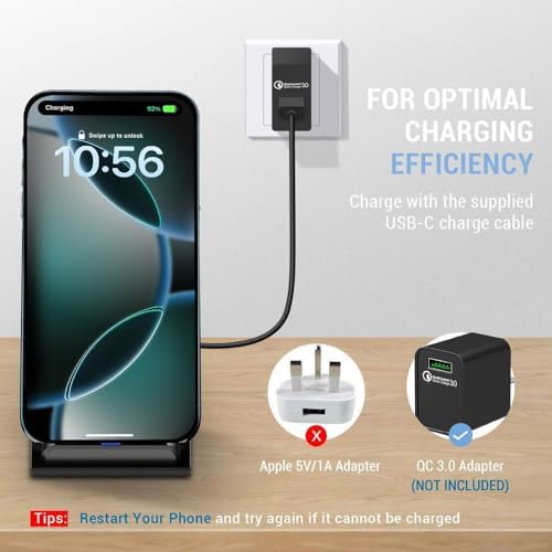20 W Ultra-Fast Wireless Charging Stand for i Phone 16/15/14/13/12/11, Galaxy S25/S24/S23/Note, Pixel & LG Devices – Streamlined Design for Effortless Power-Up, No Plug Required, Superior Compatibility and Speed