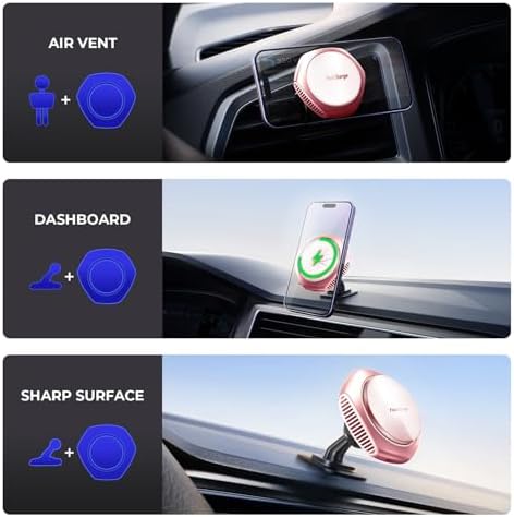 Mag Safe Car Charger Mount for i Phone 15 Series – 15 W Fast Wireless Charging Holder in Chic Purple – Ultimate Mag Safe Compatibility with i Phone 15 Pro Max, Plus, 14, 13, 12, Mini – Enhance Your Driving Experience with Secure Magnetic Grip and Effortless Setup