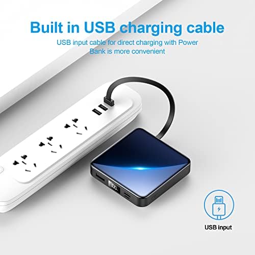 High-Capacity 12000 m Ah Portable Charger with Integrated Cables – 22.5 W Fast Charging Power Bank for i Phone 15, Samsung Galaxy & Tablets – Smart LED Display & Compact Design for Maximum Portability and Universal Compatibility
