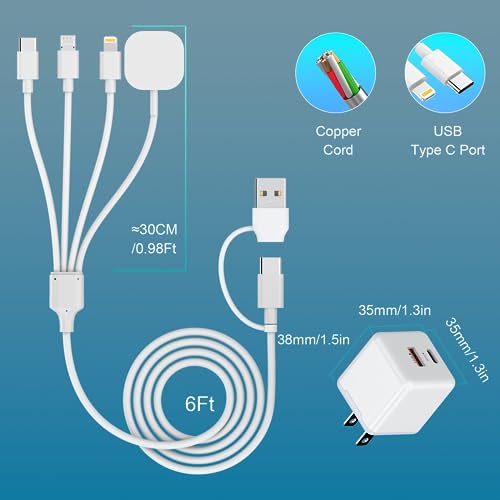 38 W Power Delivery Fast Wall Charger with 6 FT Magnetic Cable – Ultimate Multi-Device Charging Solution for i Phone, Apple Watch & Air Pods – High-Efficiency Travel Charger for Seamless Connectivity and Rapid Power Boost – Elevate Everyday Charging with Durable, Tangle-Free Design